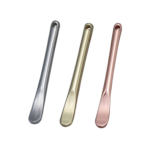 3 Pieces Zinc Alloy Makeup Spatula Eye Cream Spoon Beauty Scoop Mini Spoon Makeup Beauty Spoons Mini Cosmetic Skincare Spatula for Cream Lotions, Cylindrical Handle Type, Golden, Silver, Rose-Gold