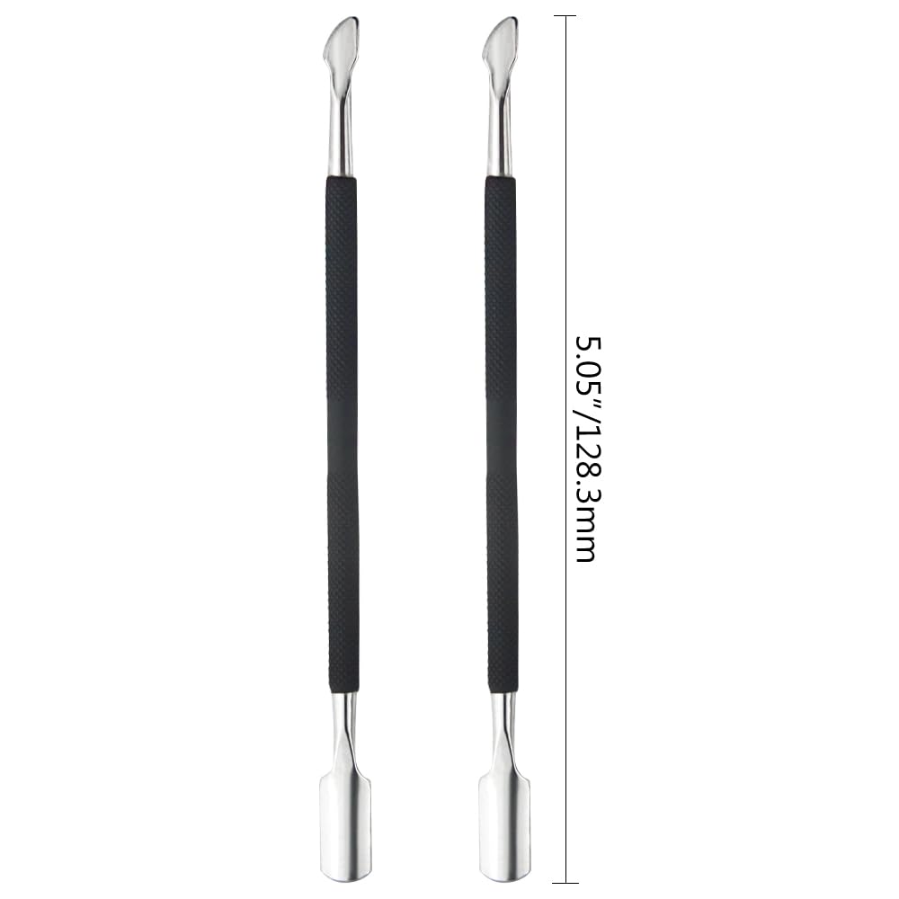 8 Pieces Nail Cuticle Pusher Stainless Steel Nail Polish Cuticle Remover Double Ended Manicure Nail Pedicure Tool Metal Cuticle Peeler Scraper for Fingernails and Toenails (Black)