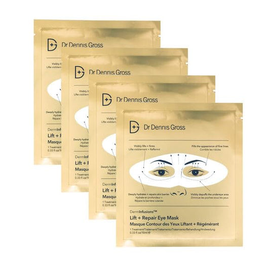 Dr Dennis Gross DermInfusions Lift + Repair Eye Mask | Visibily Lift + Firm, Fills the Appearance of Fine Lines, Deepy Hydrates + Repairs, Visibly Depuffs the Undereye Area | 4 Treatments