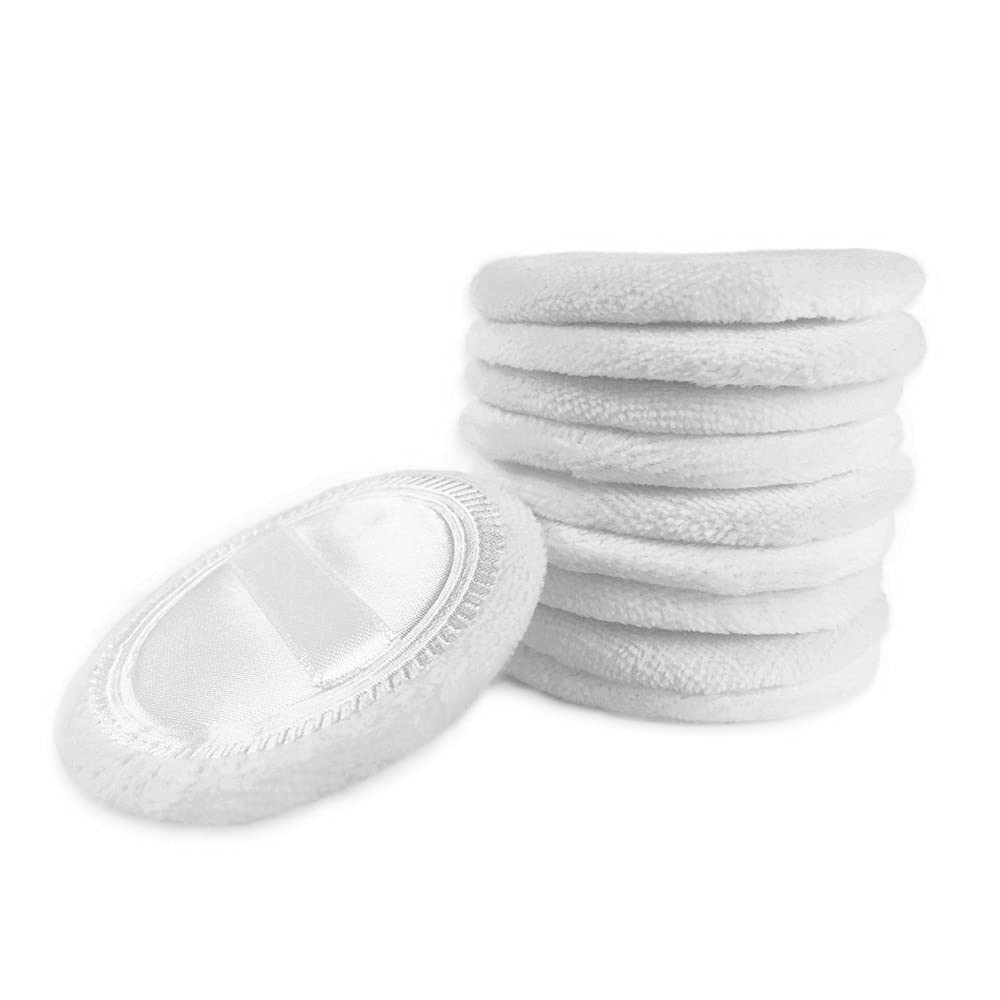 10pcs Powder Puff Cotton Cosmetic Powder Face Makeup Puffs Pads with Ribbon for Loose and Foundation 2.36 inch. (White)
