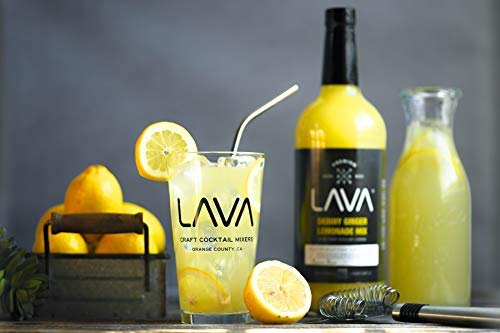 (3 Pack) LAVA Premium Skinny Ginger Lemonade Vodka Cocktail Mix made with Sicilian Lemon Juice, Candied Ginger Puree - 33.8oz Bottles