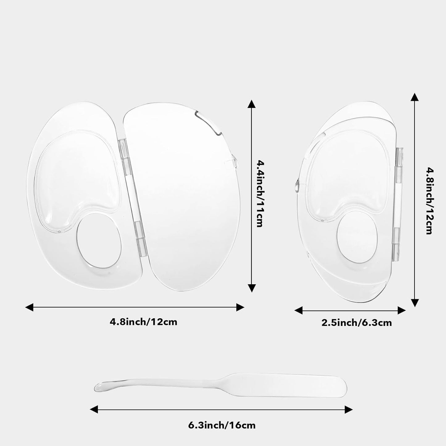 Acrylic Cosmetic Makeup Palette,2 in 1 Makeup Mixing Palette with Foundation Spatula and Storage Pigment,Handheld Makeup Mixing Tray,Makeup Plate for Foundation Eye Shadow Nail Art (A-Clear)