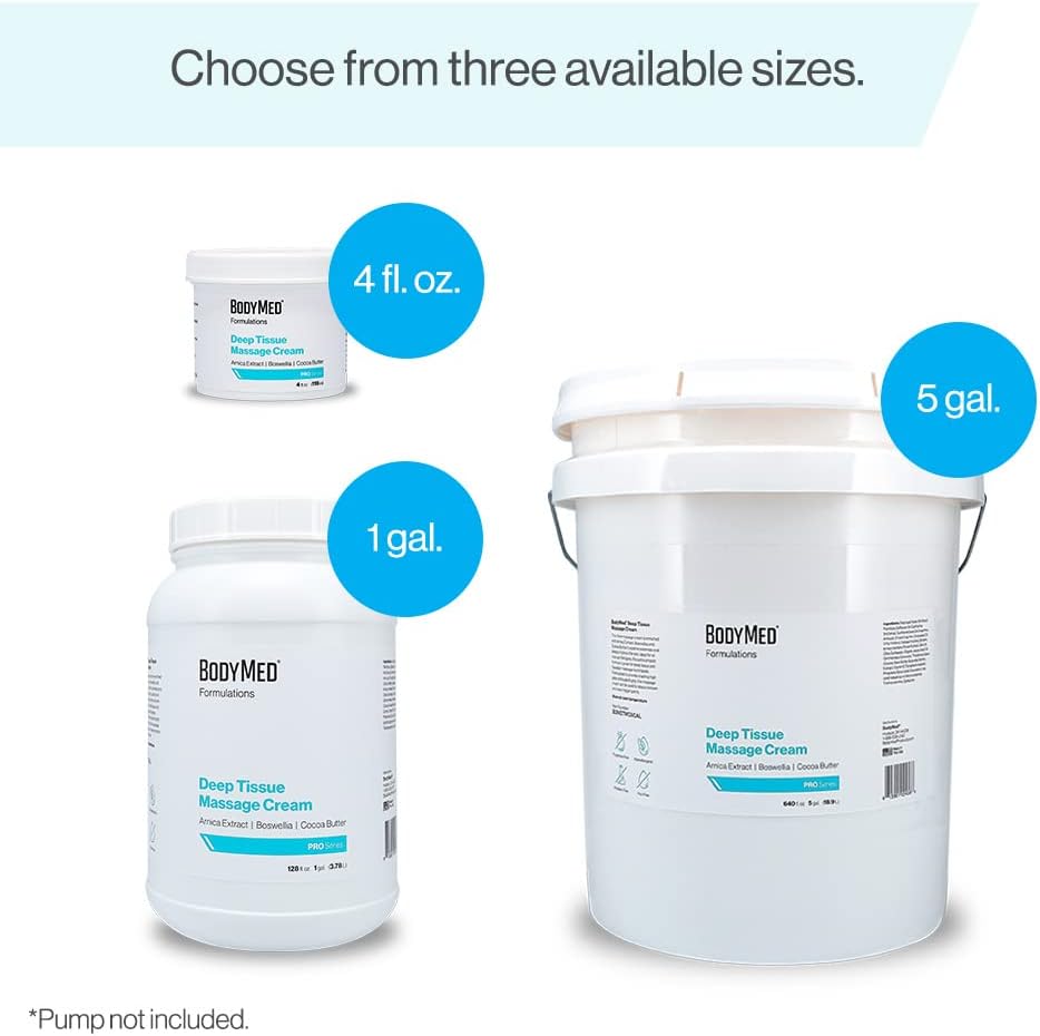 BodyMed Formulations Deep Tissue Massage Cream, 5 gal. – Fragrance-Free, All-Natural Cream for Massage Therapy – Leaping Bunny Certified – with Arnica Extract & Jojoba – Non-Staining, & Paraben Free