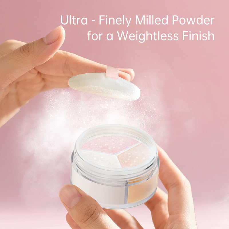 CATKIN Loose Setting Powder - Translucent Matte Finishing Powder, 3 Colors Even Skin Tone, Oil Control Makeup Pore Minimizing Powder with Velour Puff (0.42oz, C04 Matte for Dry Skin)