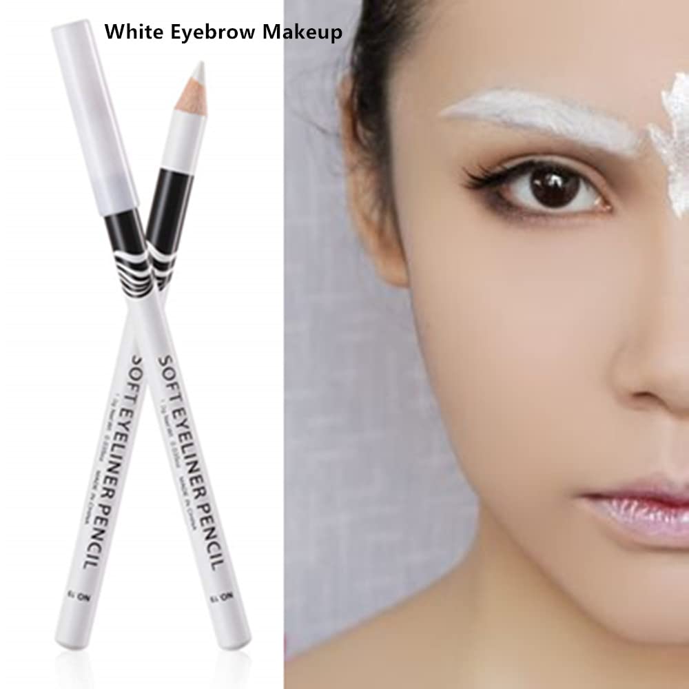 Go Ho 12 PCS White Eyebrow Eyeliner Pencils,White Eyeshadow Makeup Pen,Sweatproof Eye Highlighter Makeup Pencil,Long-lasting Nice Color Eye Brow Gel Pen,Brow Tint Sticks（White）