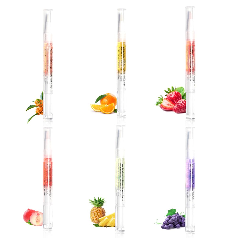 Cuticle Oil Pen Sweet Almond Nail Growth Serum and Repair Treatment Hydrating Oil for Dry Cuticles and Skin Cuticle Buddy Revitalize Nails with Radiant Cosmetics' Nail Growth Oil (6pcs)