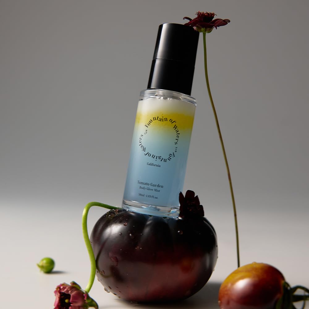 Fountain of Waters Tomato Garden Body Glow Mist - Tomato & Chocolate | Hydrate & Nourish & Glow Skin with Niacinamide | Free From Parabens, Sulfates & Phthalates (1.69 fl oz)