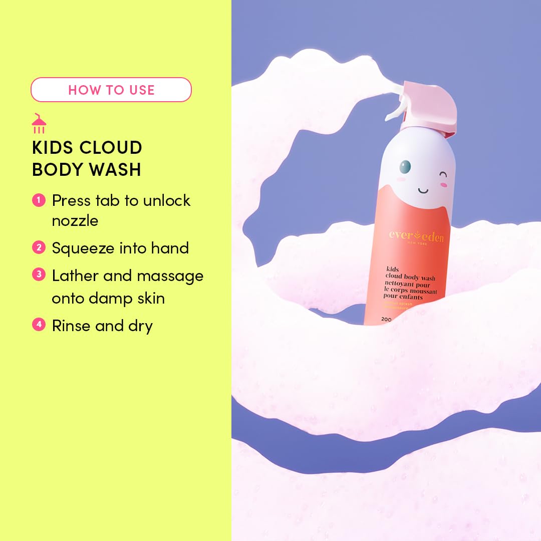 Evereden Kids Foam Soap, Cloud Body Wash (6.7 fl. oz., Coconut Splash): Spray, Shape & Splash: The Fun, Fluffy Foam That Makes Bath Time Playtime, Hydrating Foaming Bath Soap for Sensitive Skin