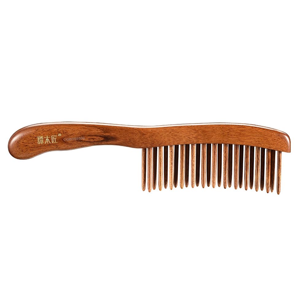 Hair Comb Inserted Teeth Natural Wood Scalp Massage 1pc