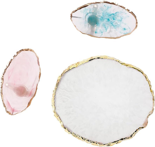 3pcs Resin Nail Art Palette Kit Adjustable Finger Rings,Nail Holder Nail Gel Polish Colors Mixing Pallet, Manicure Tool Accessory