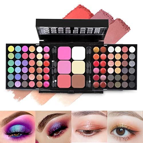 78 Colors Pink Cosmetic Make up Palette Set Kit Combination with Eyeshadows Lip Gloss Blusher Concealer Highlight powder,All-in-One Makeup Kit with Mirror