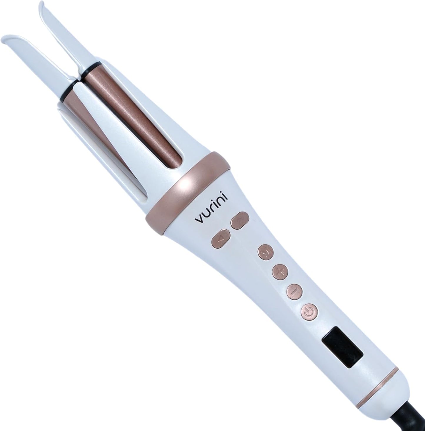 Automatic Curling Iron - 1.25" Rotating Curling Wand with 7 Temp. & 5 Timers Setting for Different Hair Types, Safe Auto Shut-Off, Easy to Use Hair Curler for Long Lasting Waves (White)