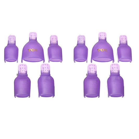 10Pcs Purple Useful Toenail Clips Nail Art Caps Soak Off UV Gel Clamp Remover Beauty Tool Sleek Nail Remover Clips With Anti-Slip Design Nail Polish Removers