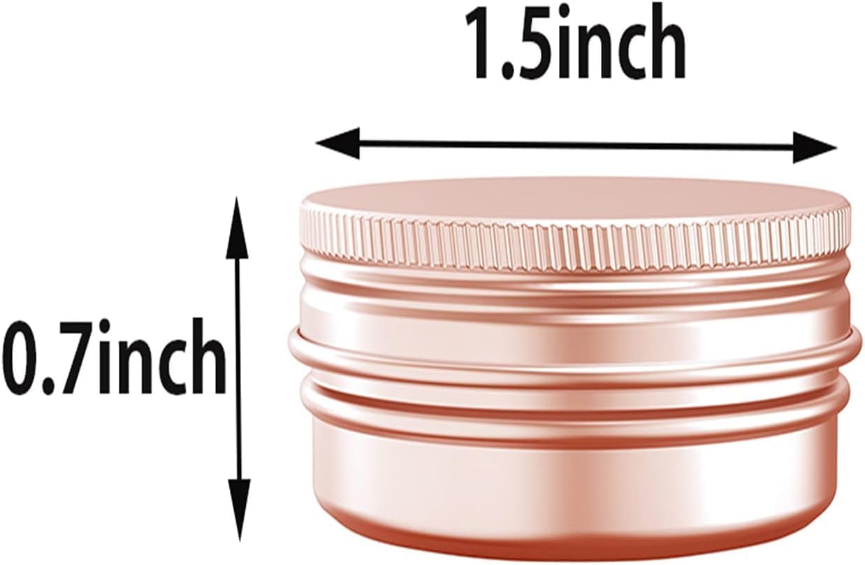 0.5 Ounce Aluminum Tin Jar with Screw Cap 15mL Tin Cans Refillable Containers for Cosmetic, Lip Balm, Cream, Lotion, Balms, Spices, Salve, Rose Gold 40 Pcs