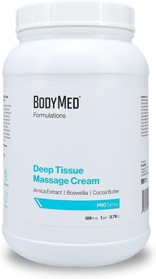 BodyMed Formulations Deep Tissue Massage Cream, 1 gal. – Fragrance-Free, All-Natural Cream for Massage Therapy – Leaping Bunny Certified – with Arnica Extract & Jojoba – Non-Staining, & Paraben Free