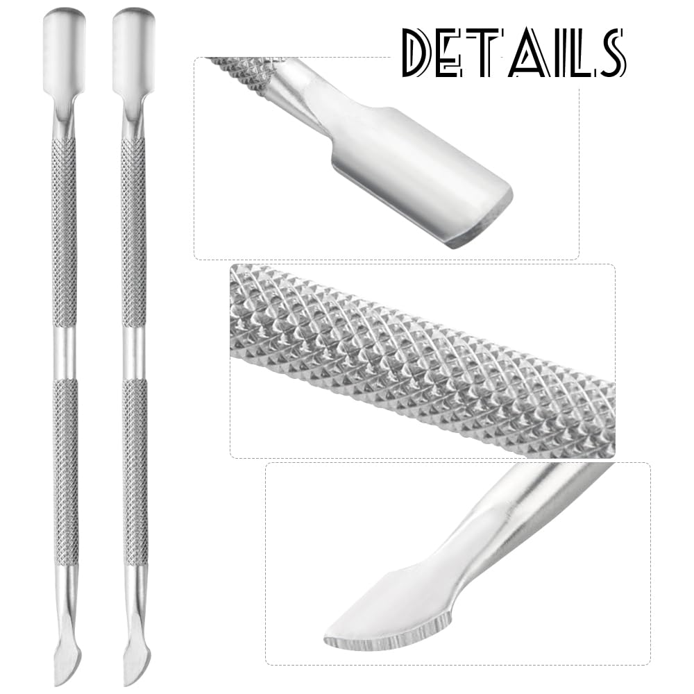 8 Pieces Nail Cuticle Pusher Stainless Steel Nail Polish Cuticle Remover Double Ended Manicure Nail Pedicure Tool Metal Cuticle Peeler Scraper for Fingernails and Toenails (Silver)