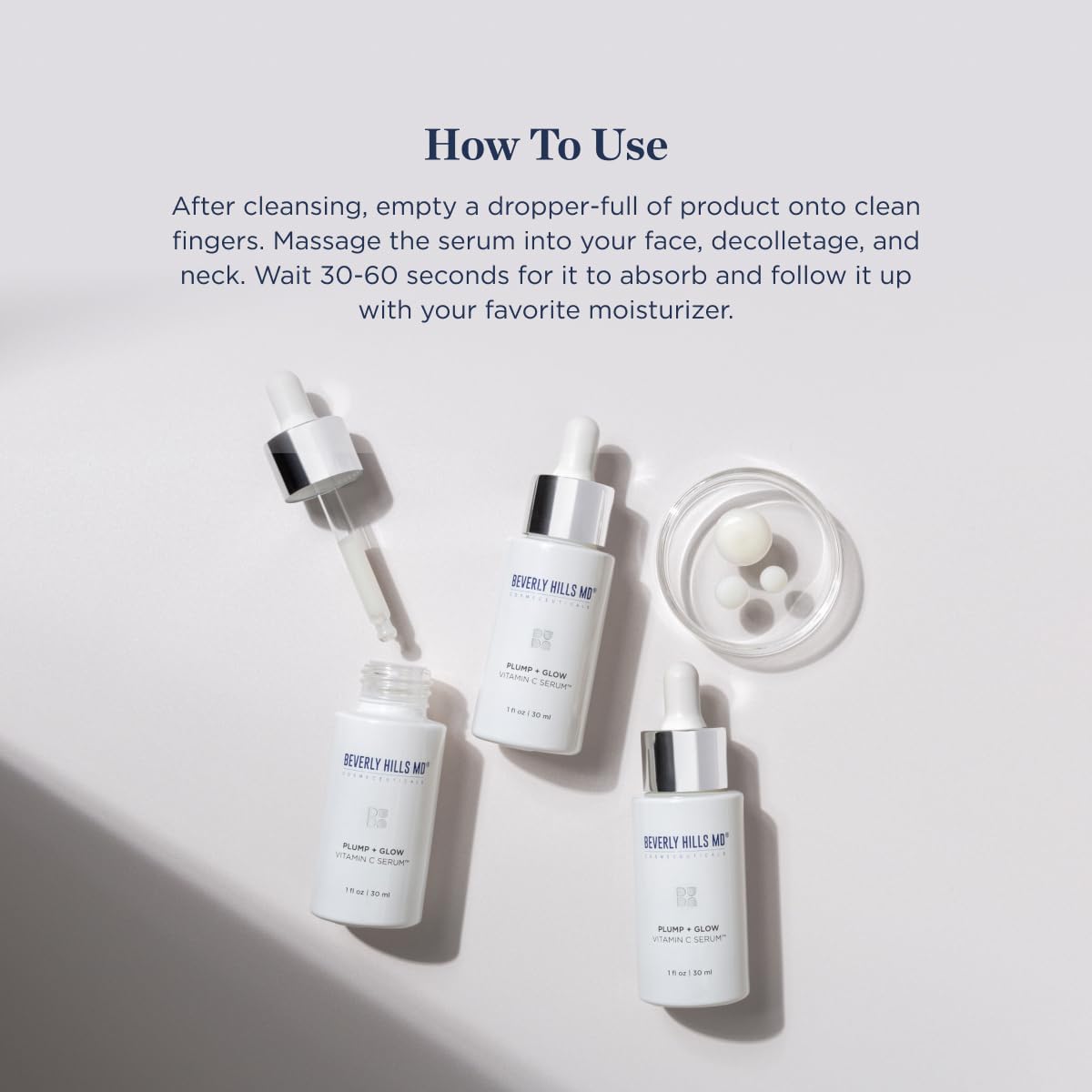 Beverly Hills MD Plump + Glow Vitamin C Serum for Aging Skin- Plumping Anti Wrinkle Lines Formula - Smooth, Firm, Brighten Skin w/Kakadu Plum, Niacinamide, Pomegranate Oil, Red Algae Extracts