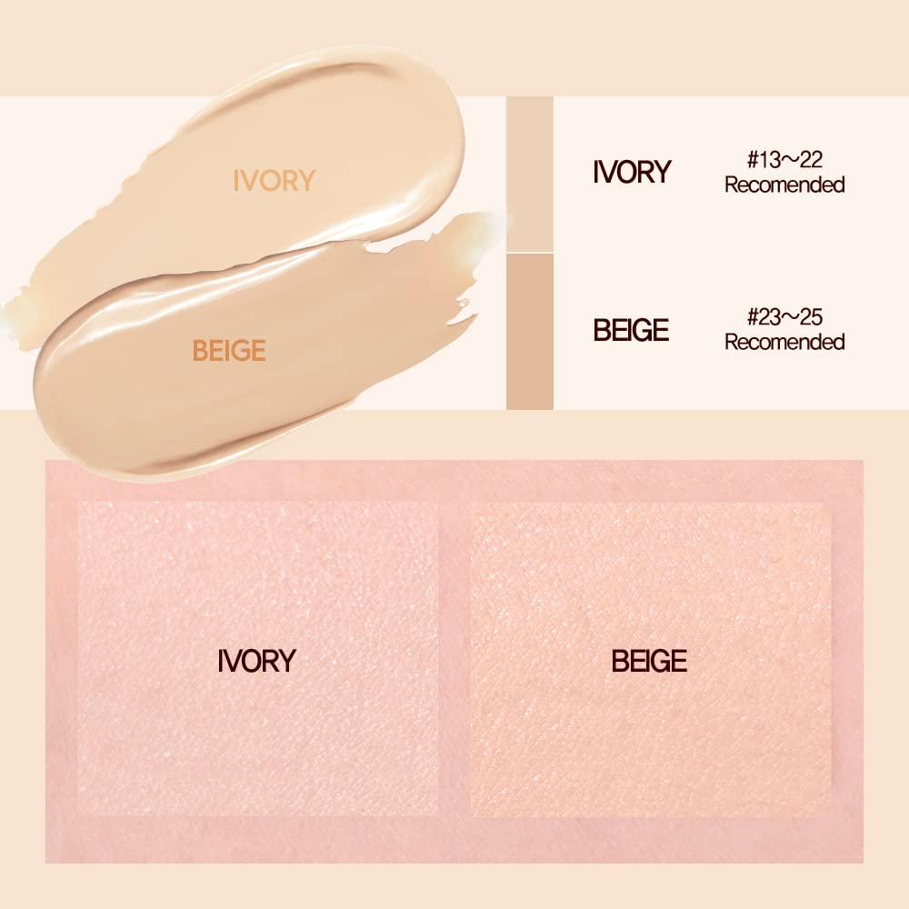 Espoir Pro Tailor Be Natural Cushion Ivory 0.5 oz with 0.5 oz Refill | Thin, Micro Layering Natural Dewy Coverage Foundation Cushion | Long-lasting Dense, Even Skin Texture | Korean Cushion Foundation