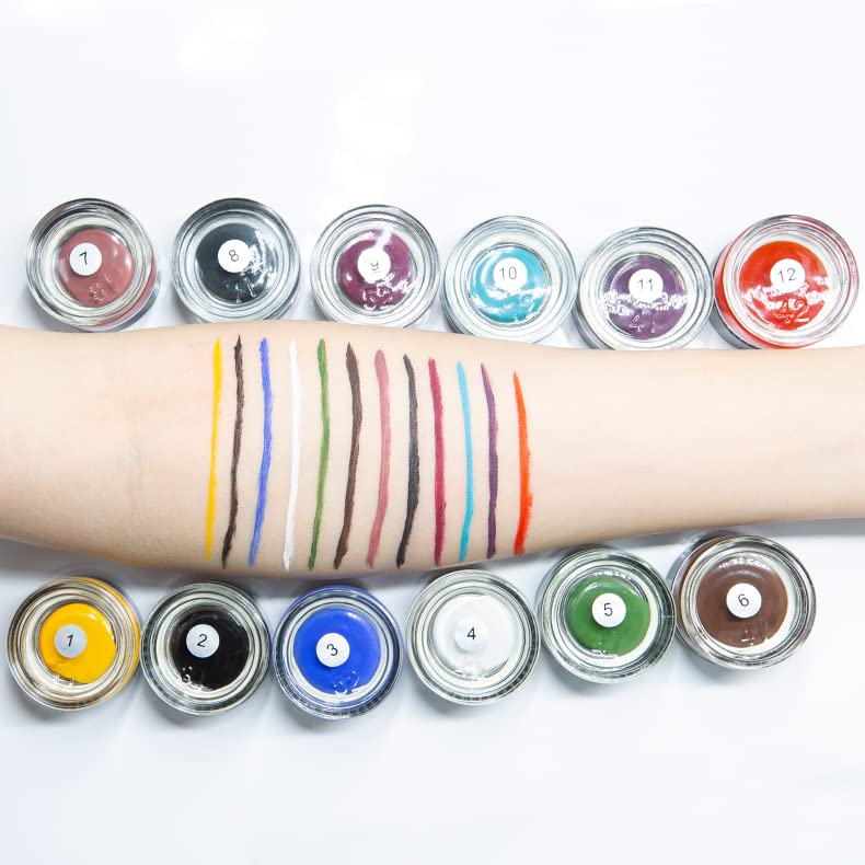 Erinde Gel Cream Eyeliner, High-Intensity Pigments, Smudge-Proof, Waterproof Long Lasting, Eyeshadow Primer with 2PCS Eyeliner Brushes, 10# Water Blue