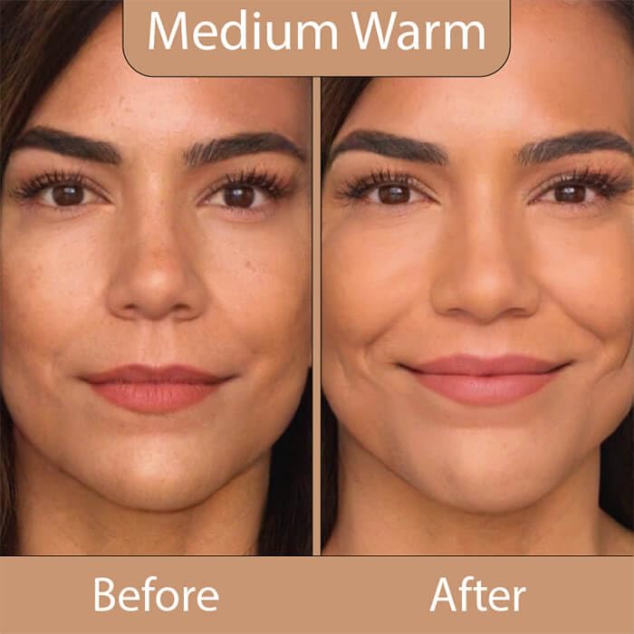 LUMINESS Silk Airbrush Spray Foundation & Buffing Brush Kit – Full Coverage Foundation & Dual-Sided Buffing Brush - Buildable Coverage, Anti-Aging Formula Hydrates & Moisturizes (Shade - Medium Warm)