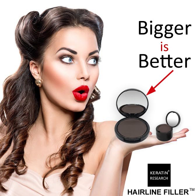 KERATIN RESEARCH Hairline Filler Unisex Mineral Powder Root Touch-Up Hair loss Concealer Scalp & Beard Bald Patch Coverage Fibers for Thinning Hair Waterproof Organic Natural look (WARM MED BROWN, XL)