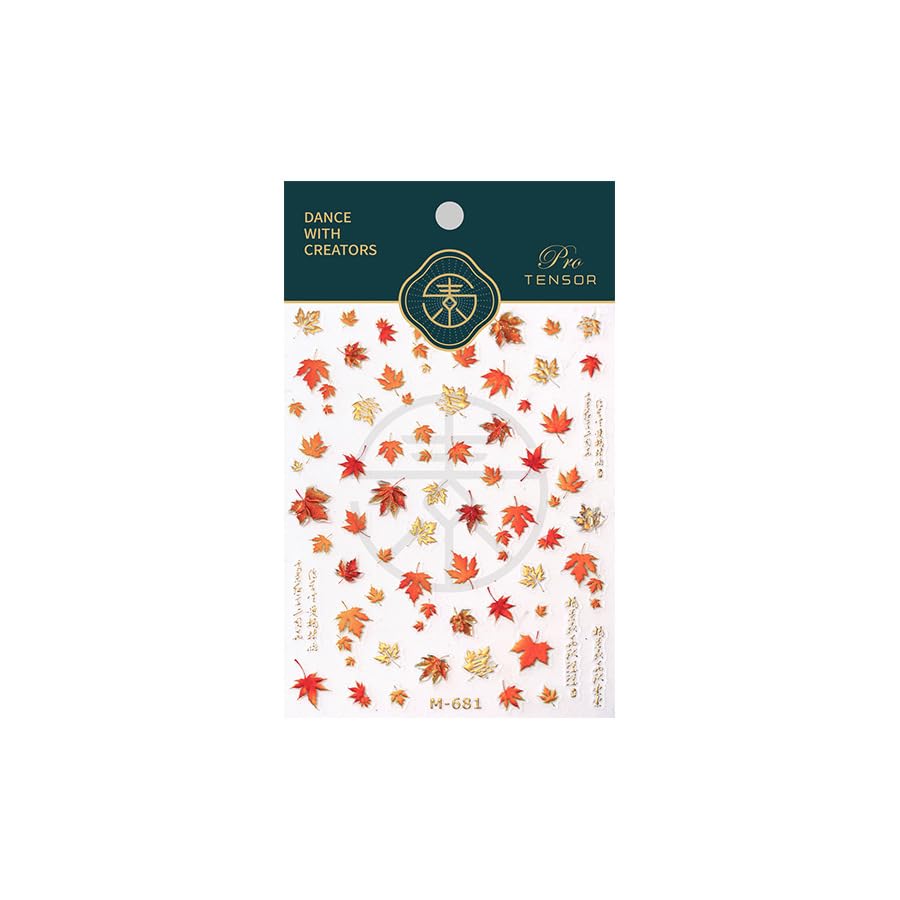 Fall Nail Art Stickers 5D Embossed Autumn Maple Leaf Nail Stickers for Nail Art Self-Adhesive Nail Design Stickers 1 Sheets DIY Nail Art Decals for Women (1, Fall Maple)