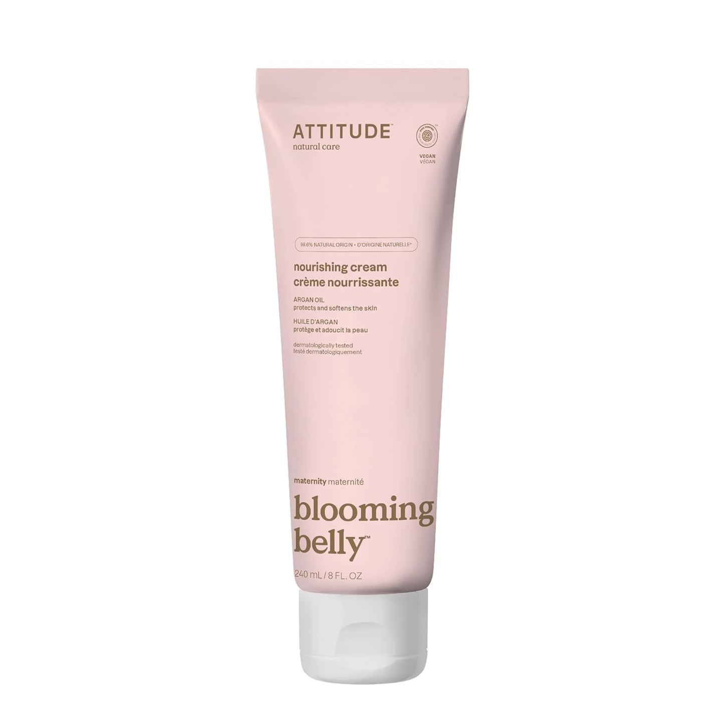 ATTITUDE Pregnancy Nourishing Body Cream, EWG Verified, Dermatologically Tested, Plant and Mineral-Based, Vegan Maternity Products, Argan Oil, 8 Fl Oz