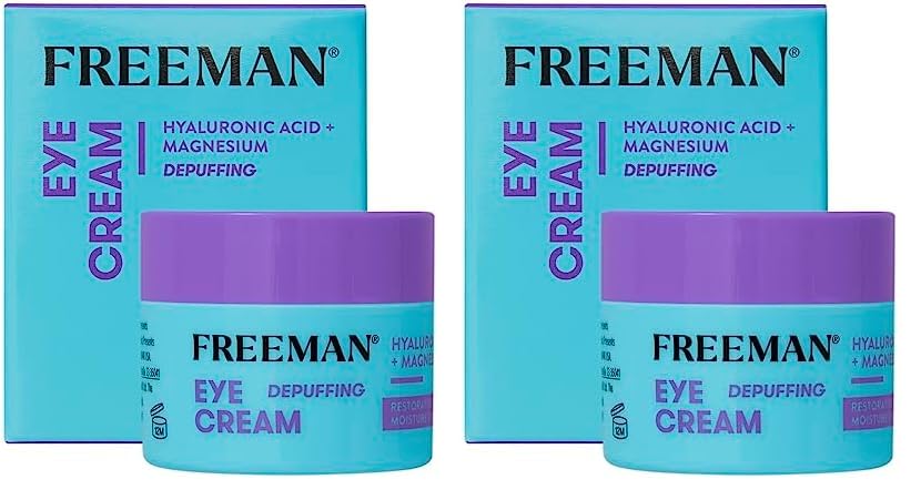 Freeman Restorative Moisturizing & Depuffing Eye Cream + Overnight Leave-On Treatment, For Dull & Tired Eyes, Brightens Undereye Skin, Infused With Magnesium & Hyaluronic Acid, 0.5 fl.oz./ 15 mL Jar