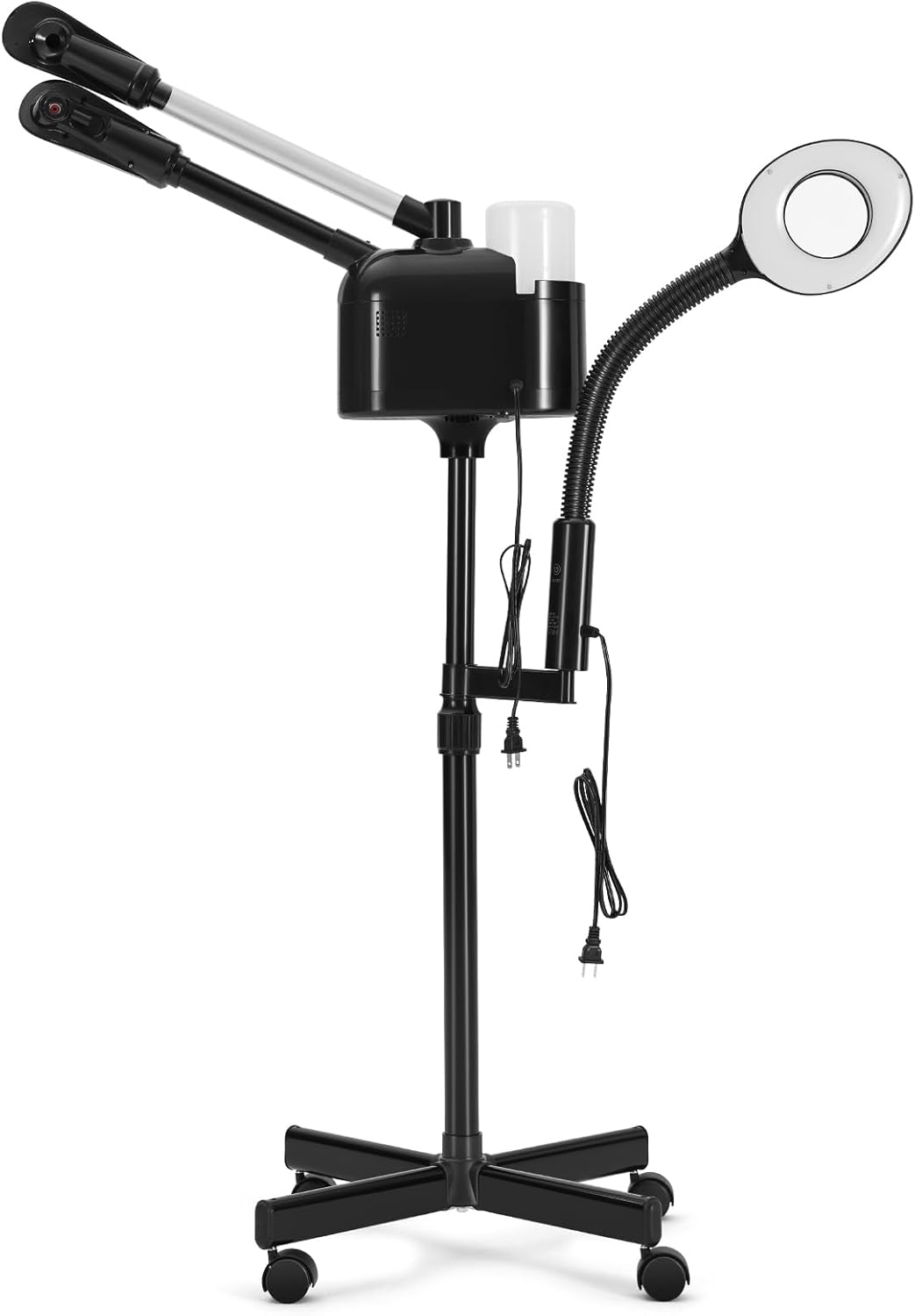 Artist hand Professional 3 in 1 Facial Steamer Upgrade Esthetician Steamer with hot & Cold Nozzle 5X LED Magnifying Lamp Beauty Salon Spa Black