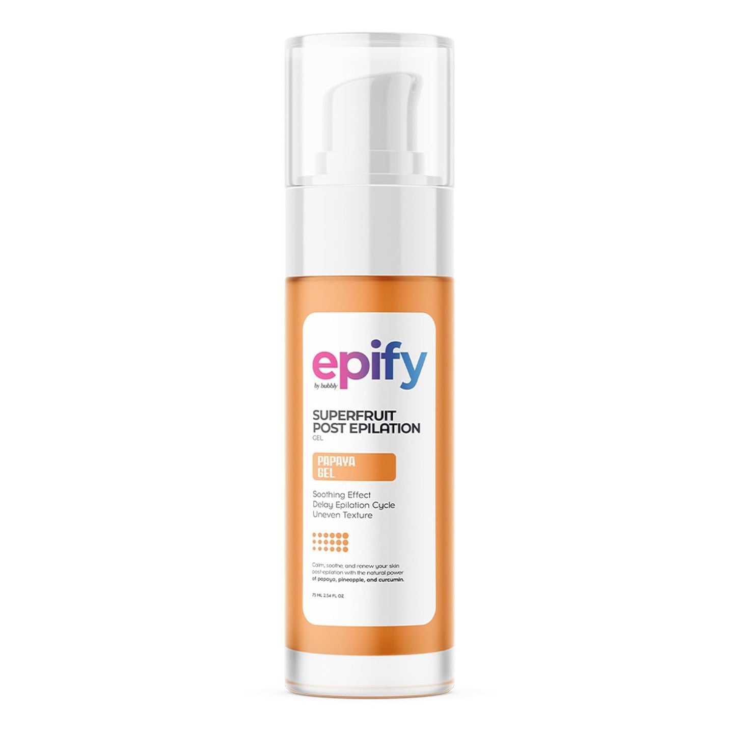 Epify Superfruit Post Epilation Papaya Gel, Hair Inhibitor for Face and Body, Non-Irritating Formula, Soothing Effect, Hair Growth Minimizer, 2.54 Fl Oz (1)