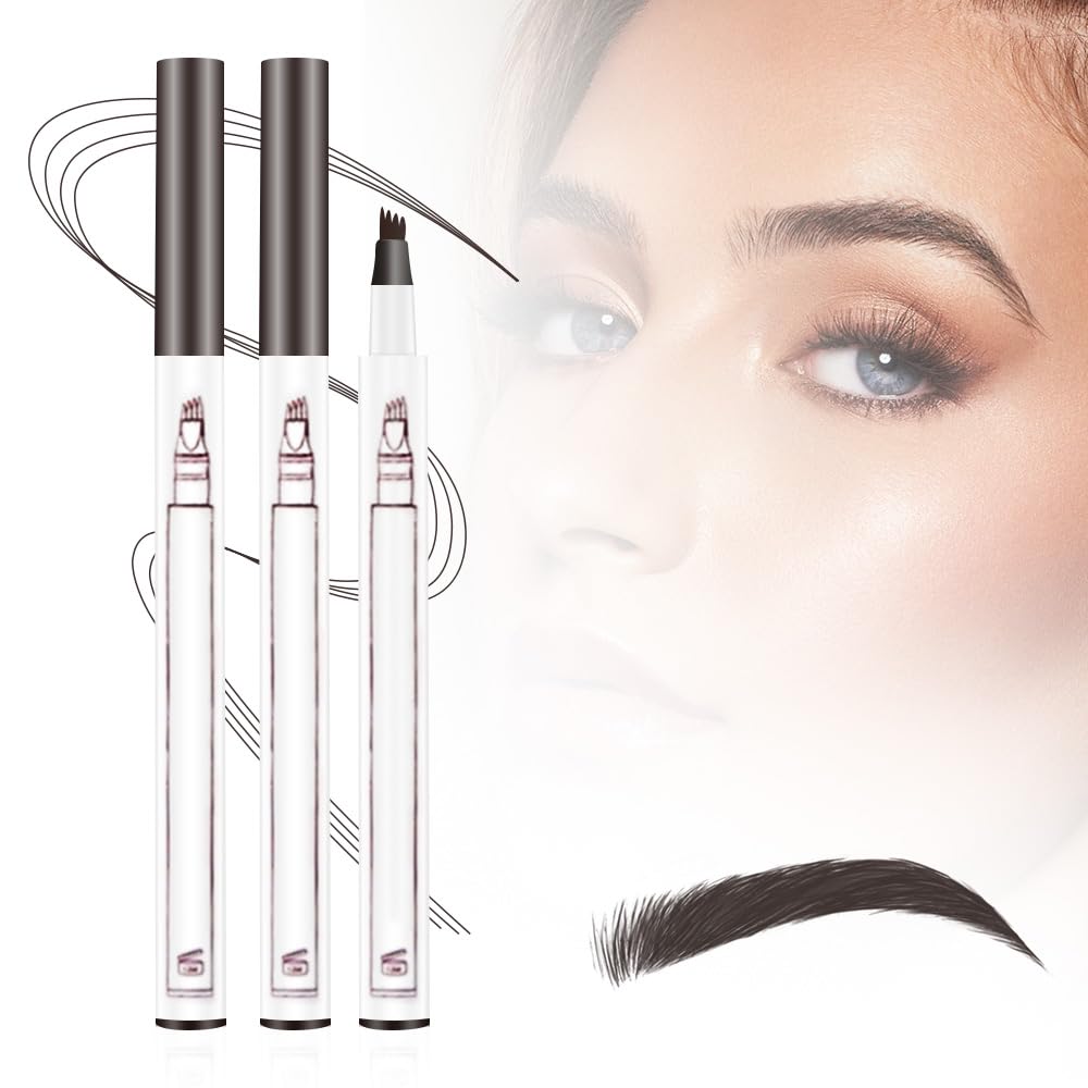 2025 Upgrade Waterproof Brow Pencil with Micro-Fork Tip,3D Magic Eyebrow Pencil 4-Head Split Waterproof Long-lasting Eyebrow Pencil,Natural Makeup Fine Stroke Eyebrow Tattoo Pencils (Dark Brown)