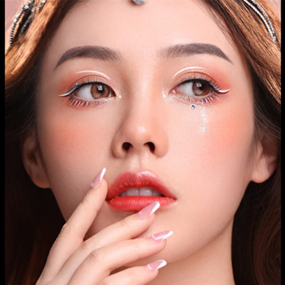 Go Ho 12 PCS White Eyebrow Eyeliner Pencils,White Eyeshadow Makeup Pen,Sweatproof Eye Highlighter Makeup Pencil,Long-lasting Nice Color Eye Brow Gel Pen,Brow Tint Sticks（White）