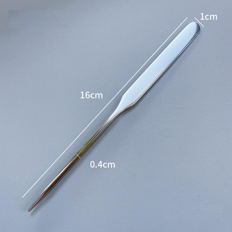 5 Pieces Stainless Steel Makeup Spatula Foundation Mixing Tool Eye Cream Spoon Foundation Spatula Cosmetic Skincare Spatula Nail Art Makeup Stirring Rod for Home Beauty Salon, Silver