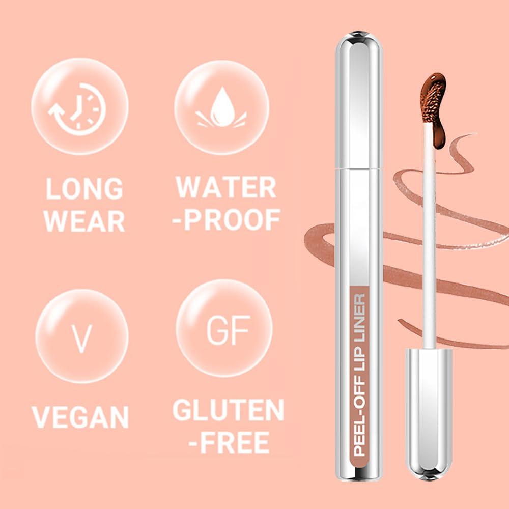 3 Colors Peel Off Lip Liner Stain Kit, Long Wear Matte Lip Tint Stain Set with Tweezer for Women, Waterproof Transfer Proof Highly Pigmented Peel Off Liquid Lipstick for All Skin Types (#3,4,5)