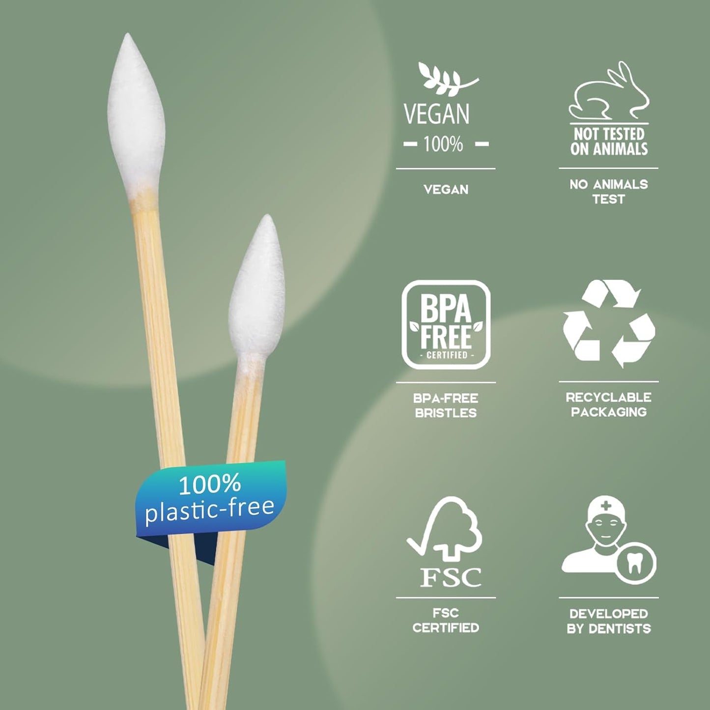 Gun Cleaning Swabs, Double-Ended 6'' Pointed Tip, Biodegradable Bamboo Cotton Buds 500 Count