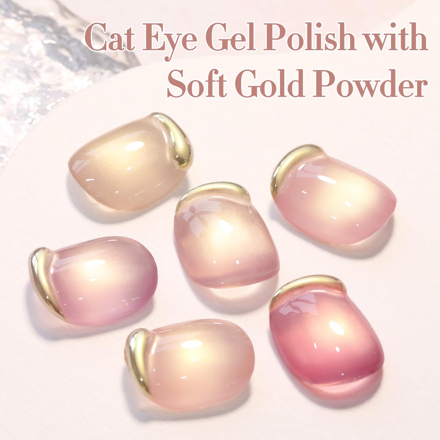 Double Rhythm 0.5 Oz Cat Eye Gel Polish with Magnet Same Color Same Bottle Holographic Glitter Shimmer Translucent Color Salon 15 ML Magnetic Nail Art (Glass Nude-MC1177)