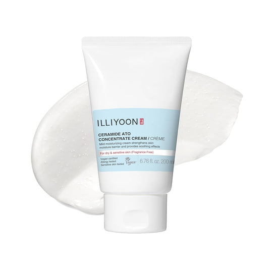 Illiyoon Ceramide Ato Concentrate Cream | Moisturizer for Dry & Sensitive Skin, 100hr Lasting Hydration, For Face & Body, Gentle for Infants, Moisture Barrier Repair, Vegan Certified, 6.76 fl.oz.