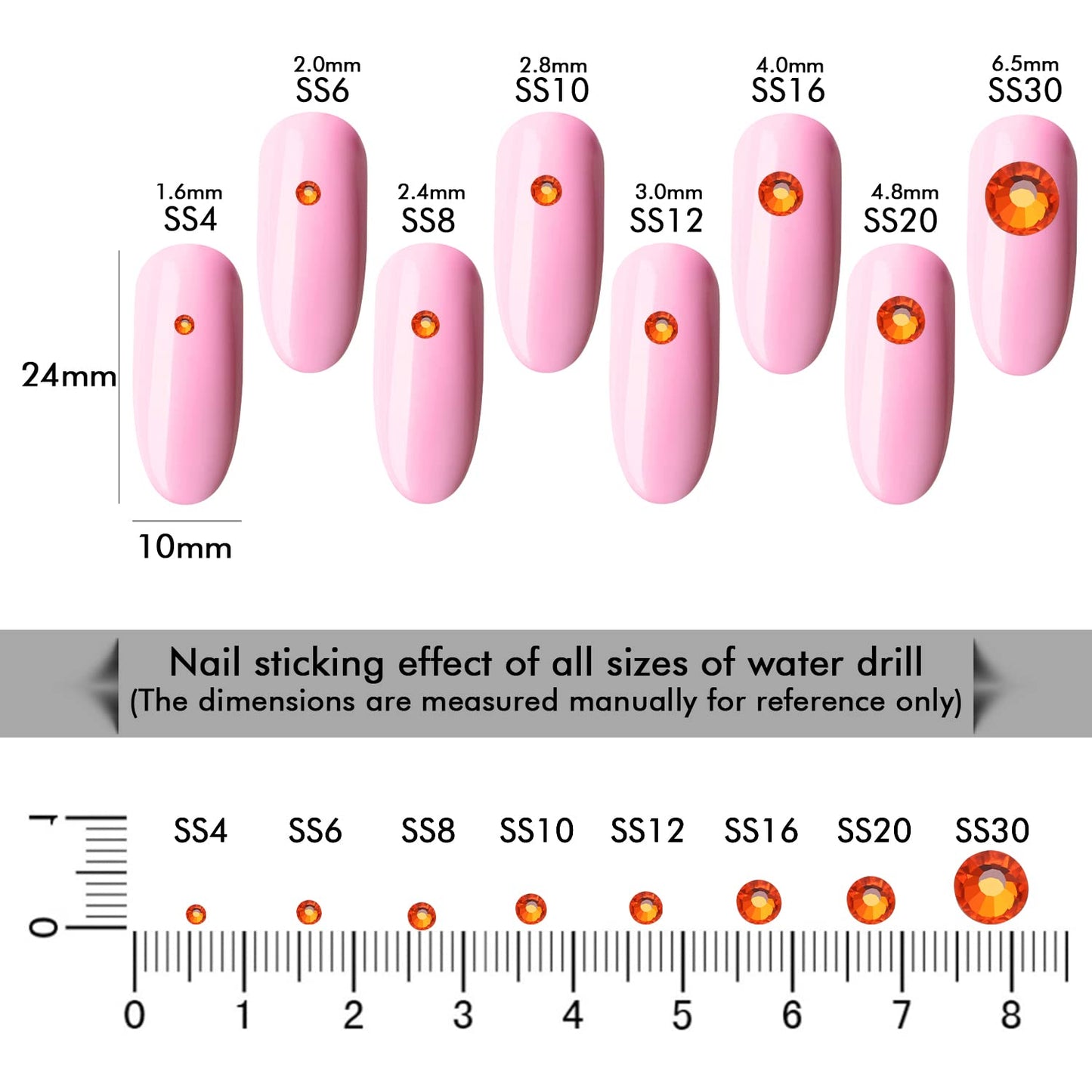 1440Pcs Orange Crystal Rhinestones,Glass Flatback Rhinestones Gemstones for Nail Face Makeup Art Crafts Clothes Decoration - (SS20,4.8mm,Orange)