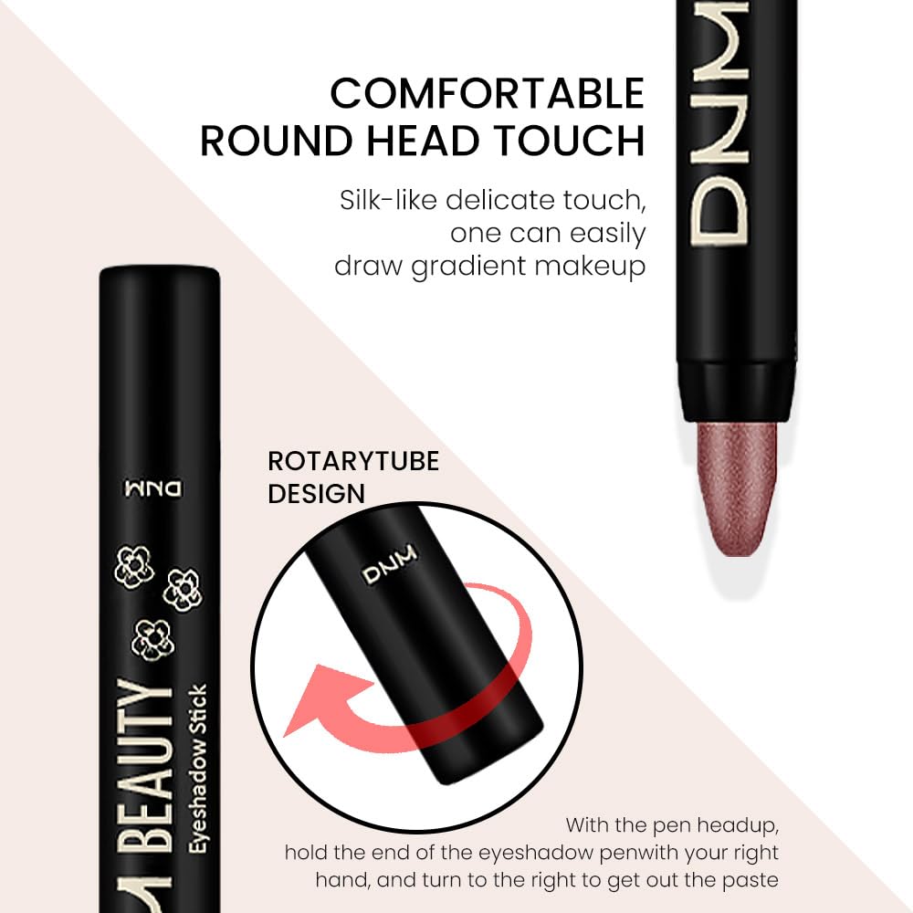 evpct 8Pcs Cream Eye Shadow Brightener Sticks Set for Eyes, Silver Champagne Golden Rose Sand Bronze Gold Orchid Pink Deep Mauve Shimmer Matte Pencil Eye shadow Crayon Applicator Stick Palette Makeup