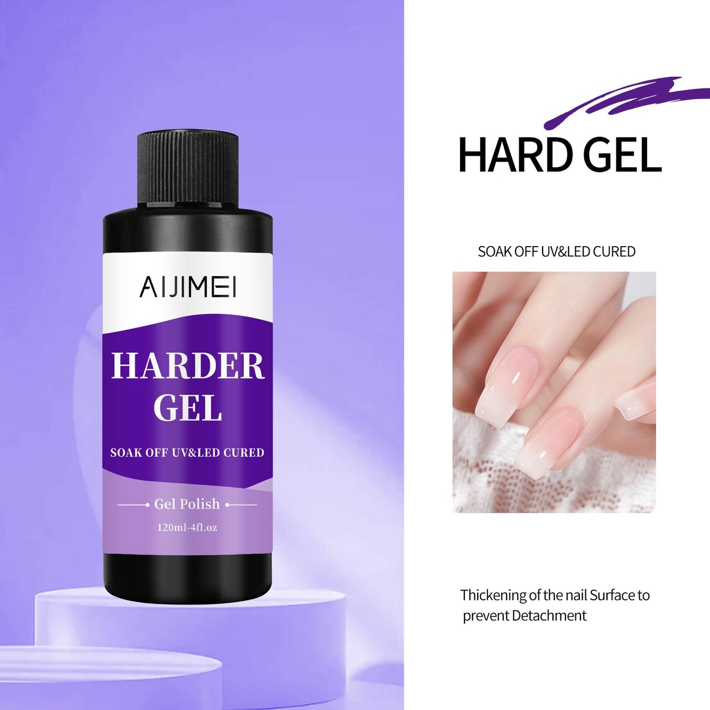 AIJIMEI 120ml Harder Gel Builder Gel Nail Builder Strengthener for Nail Art Versatile Use for All Types, Fast Drying Harder Gel Extension, 4 Fl Oz