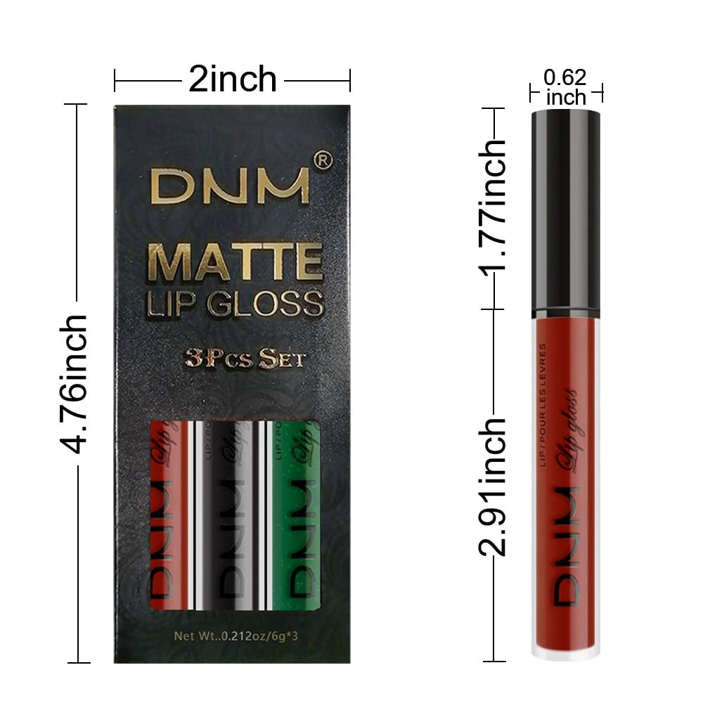 evpct 3Pcs Dark Black Emerald Green Red Matte Liquid Lipstick Lip Stain Sets for Women Matte+Lipstick Long Lasting 24 hr Hours Magic Lipstick 24 Hours original Waterproof 20#