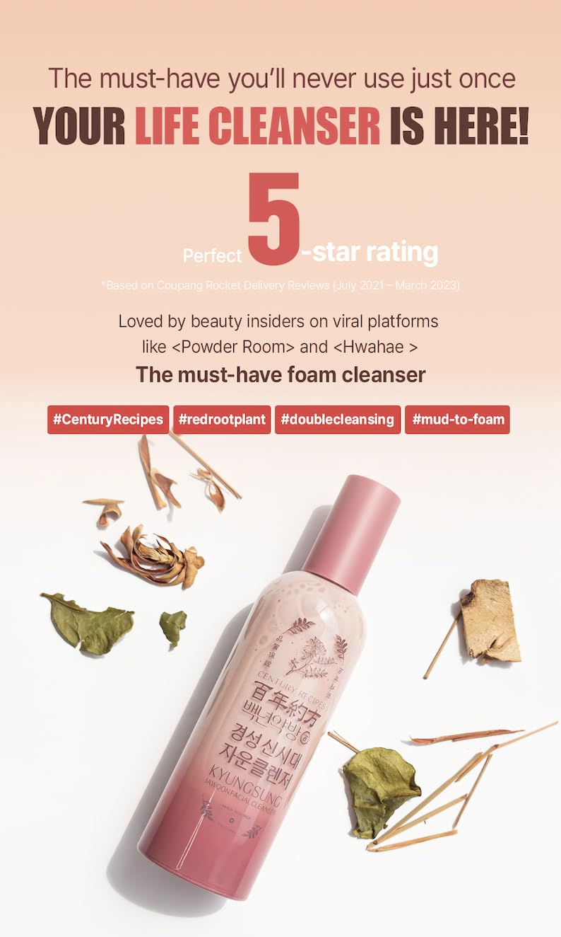 CENTURY RECIPES Kyungsung Jawoon Facial Cleanser 120 ml / 4.06 fl oz – Mud-to-Foam Facial Cleanser with Natural Clay for Sensitive Skin
