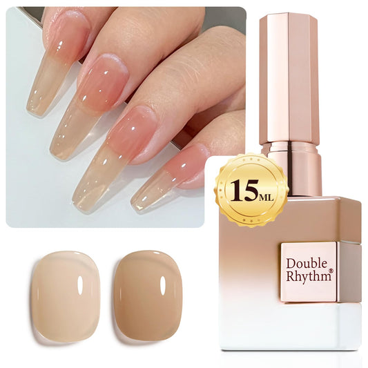 Double Rhythm 0.50 OZ Translucent Gel Polish Same Color Same Bottle Sheer Pastel Neutral Natural Milky 15 ML Jelly UV Nail Art DIY at Home (Pale Nude-A1372)