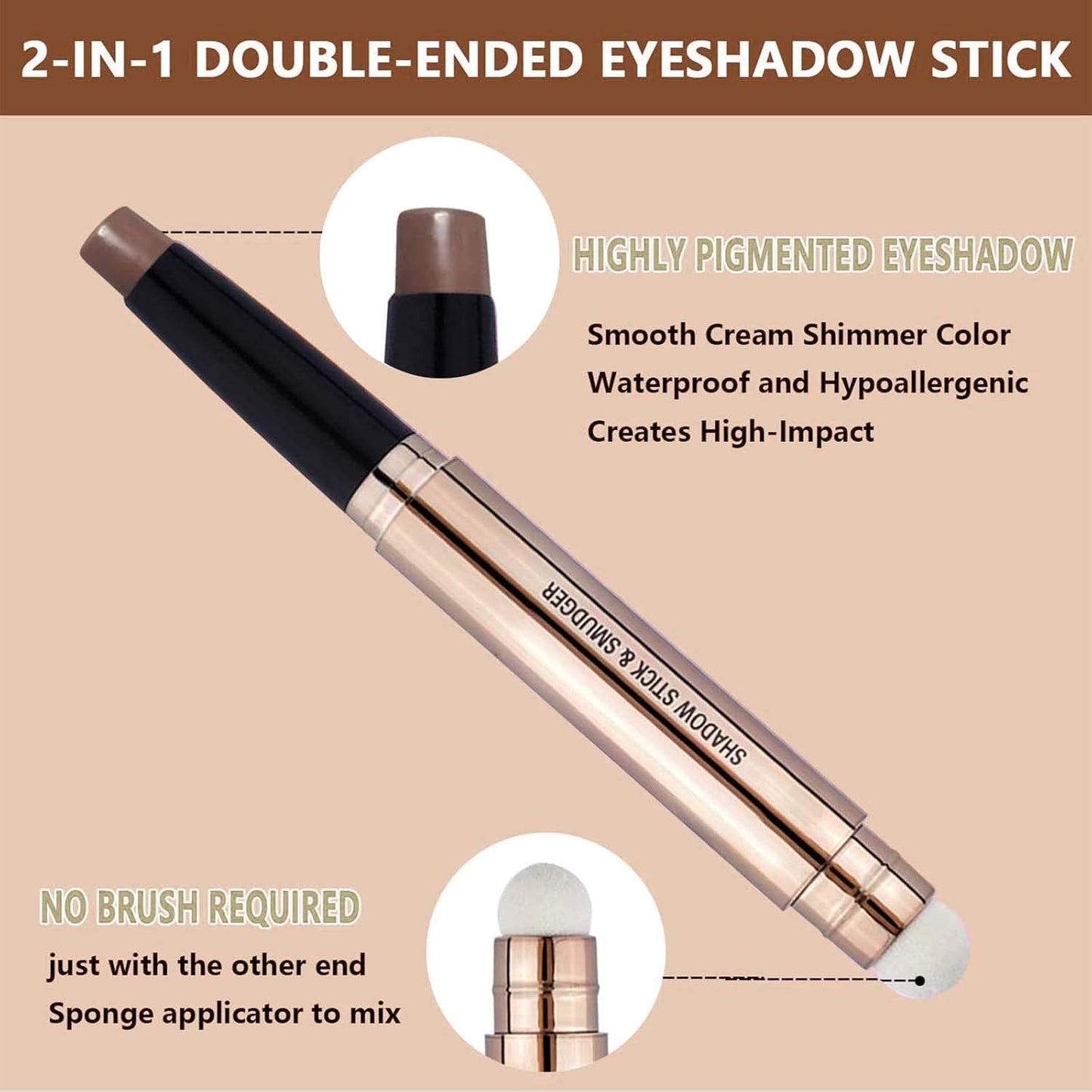 Waterproof Hypoallergenic Eyeshadow Pencil in Bright Brown #17