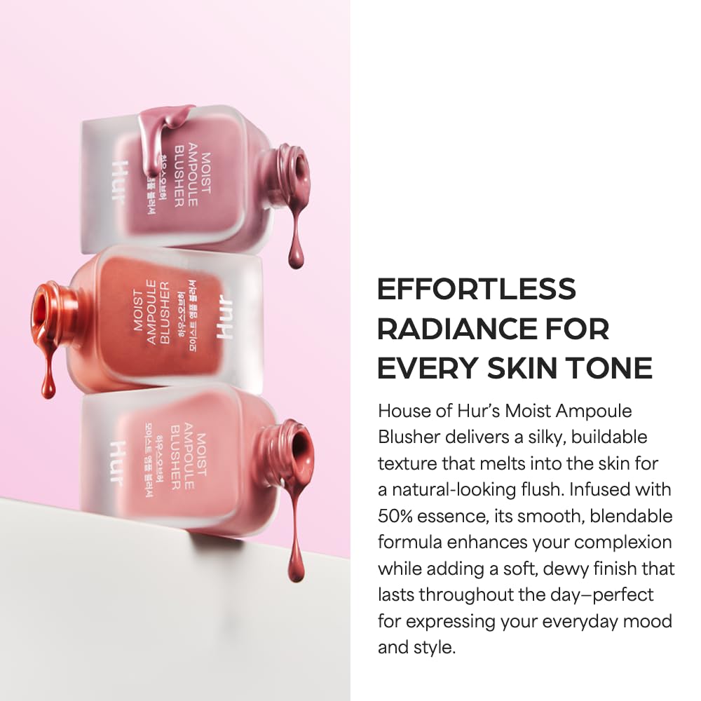 Moist Ampoule Blusher with 50% Moisture Essence | Hydrating & Long-Lasting Blush | 0.68fl.oz (9 Shades) - Lavender Flush