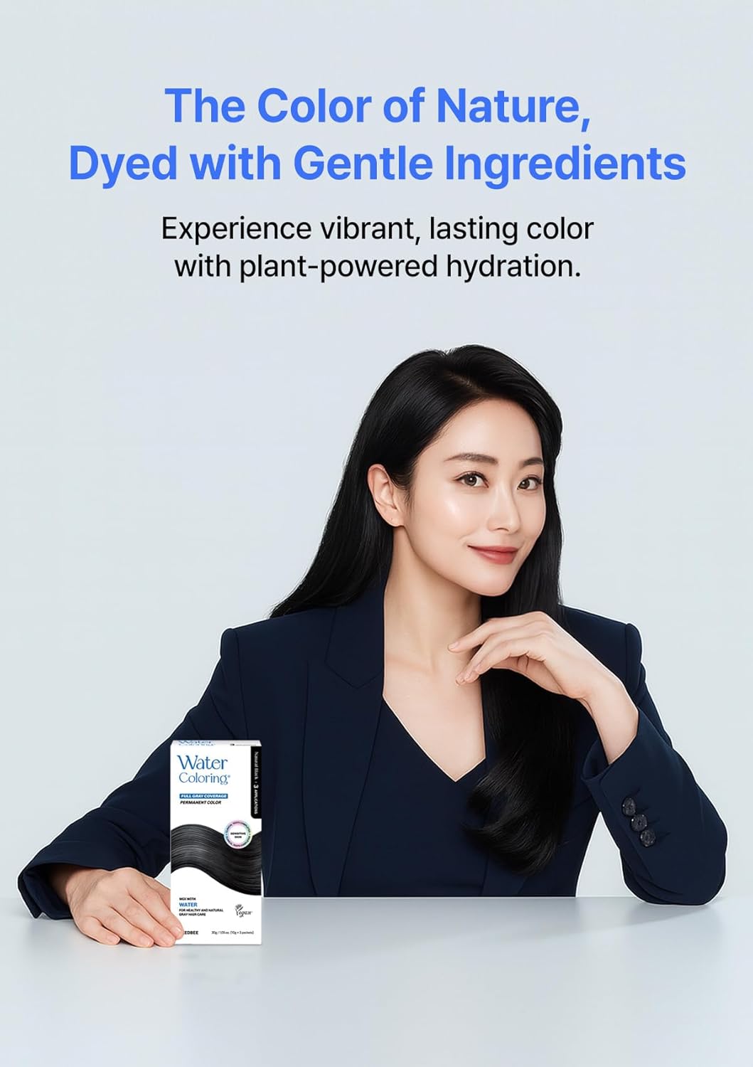 Korean Water Coloring for Gray Hair Coverage Dye, Dark Brown, 3 Packets, Quick & Natural Hair Tint, Vegan & Cruelty-Free Gray Cover, For All Hair Types, 30g (1.05 oz)