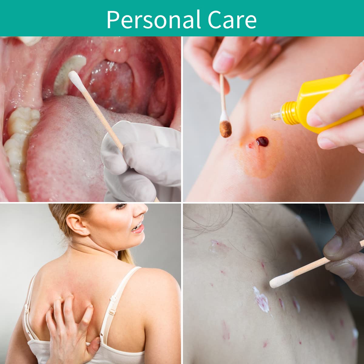 Eyxformula 600 PCS 6 Inch Cotton Swabs with Sturdy Bamboo Sticks – Extra Long, Lint-Free, High Absorbent, Non Sterile Cotton Tipped Applicators for Dog Ear Cleaning, Gun Cleaning, Makeup, Crafts