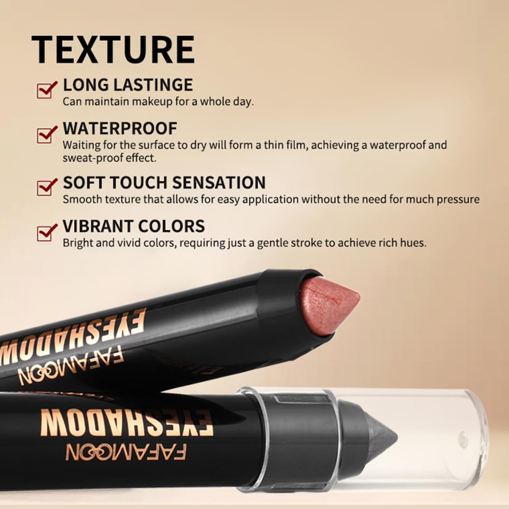 Monochrome Cream Glitter-Shimmer Eye Shadow Stick Palette makeup | 2-in-1 Eyeshadow & Eyeliner Pencil for Women | Waterproof, Vegan & Cruelty-Free | Sombras Para Ojos | 02 Shimmer White