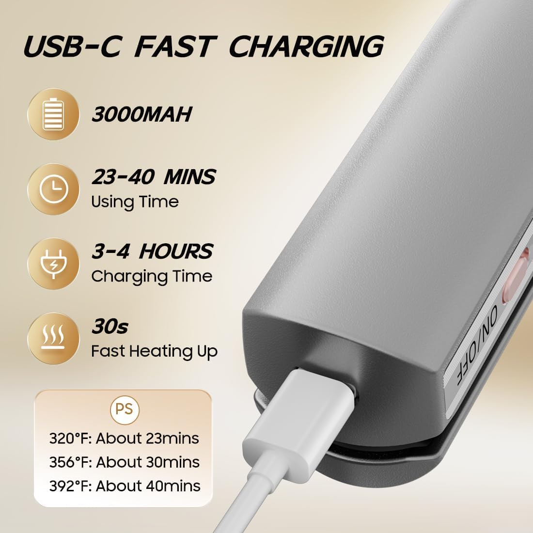 Cordless Hair Straightener and Curler 2 in 1, Fast Heating Cordless Flat Iron, Ultra-Light Portable Straightener for On The Go, Anti-Scald Design with USB-C Charging& Negative Ion (Gray)