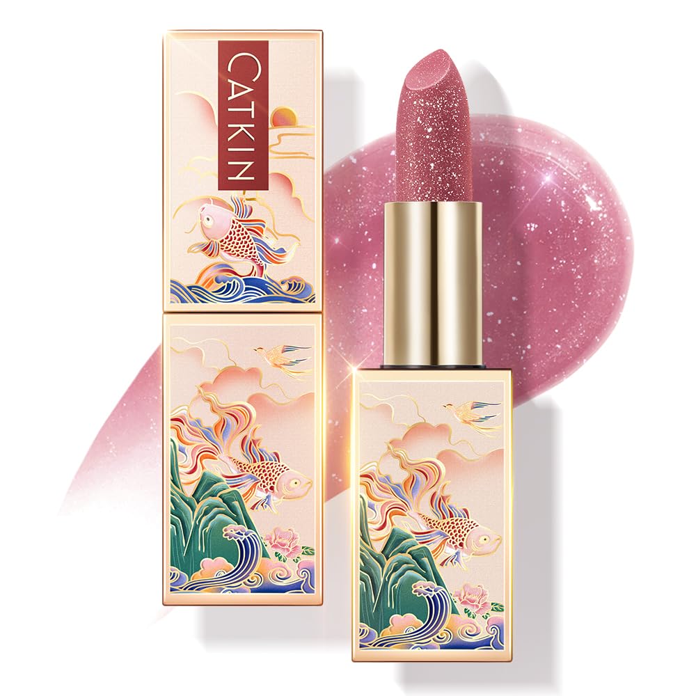 CATKIN Tinted Lip Balm Glitter Lip Stain Ultra Hydrating Lip Moistrurizer Lip Care with Vitamin E Nourishing For Cracked & Dry Lips 0.12 oz C14 Unicorn - Plum